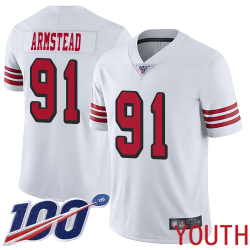 San Francisco 49ers Limited White Youth Arik Armstead NFL Jersey #91 100th Season Rush Vapor Untouchable